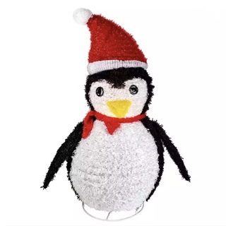 Foldbar pingvin med lys til indendørs og udendørs brug - H: 90 cm